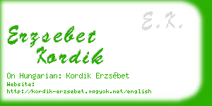 erzsebet kordik business card