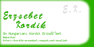 erzsebet kordik business card